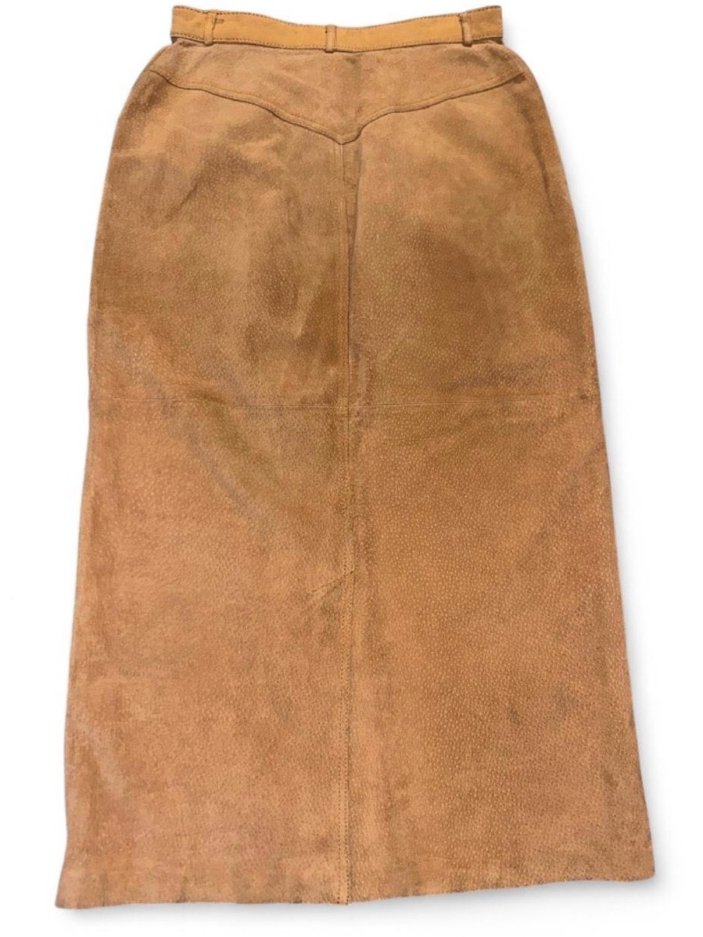 Venezia Leather Midi Skirt in Camel Brown - Picture 2 of 5